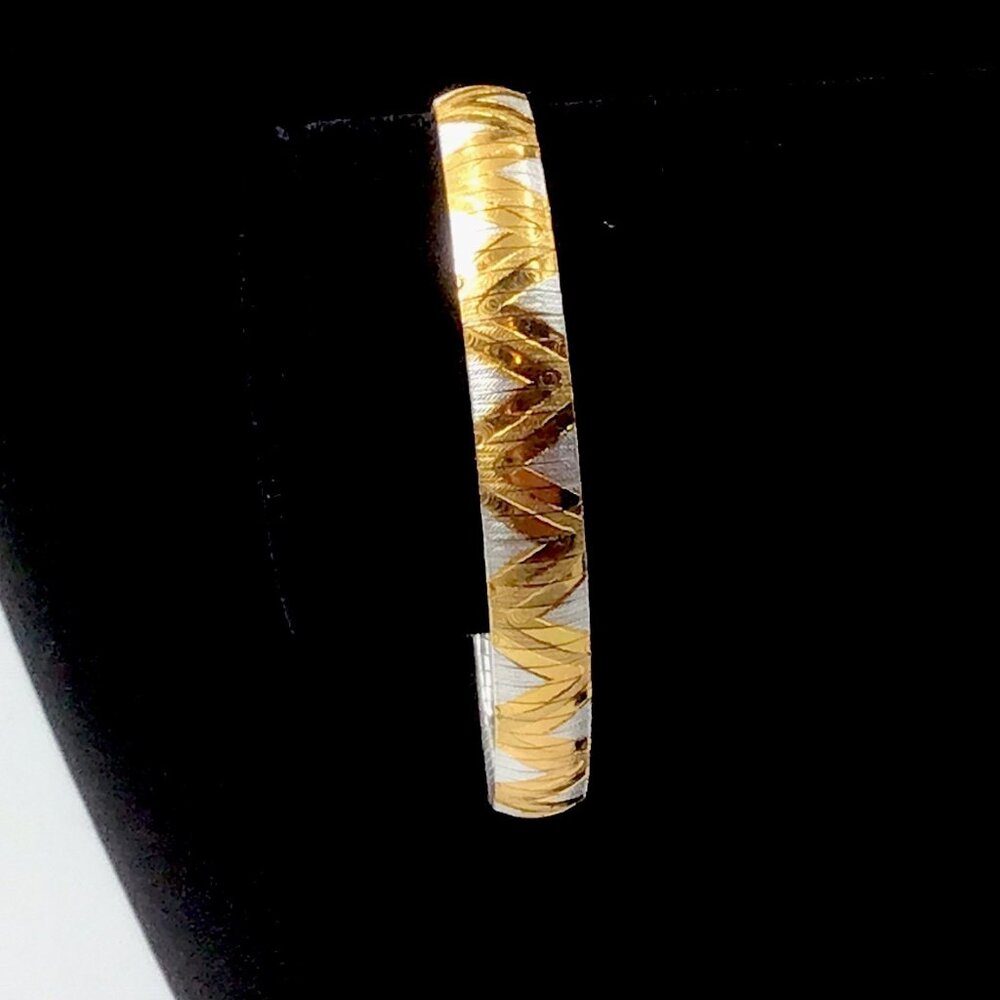 Sterling Silver Two Tone Chevron Pattern Bangle B… - image 1